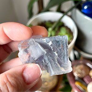 💜Etched Cube Window Phantom Fluorite Crystal Specimen💜